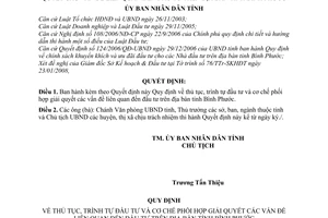 Quyết định 362/QĐ-UBND  thủ tục, trình tự  cơ chế phối hợp giải quyết các vấn đề liên quan đến đầu tư