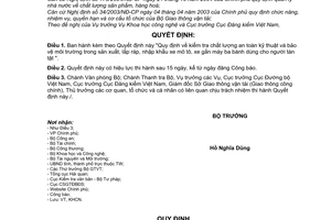 Quyết định 03/2008/QĐ-BGTVT quy định kiểm tra chất lượng an toàn KT và BVMT sản xuất, lắp ráp, NK xe mô tô, xe gắn máy ba bánh cho người tàn tật