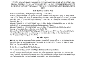 Quyết định 31/2008/QĐ-TTg  Quy định bồi thường, hỗ trợ và tái định cư Dự án thuỷ điện Sơn La