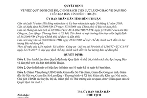 Quyết định 23/2008/QĐ-UBND  quy định chế độ, chính sách cho lực lượng bảo vệ dân phố trên địa bàn tỉnh Bình Thuận
