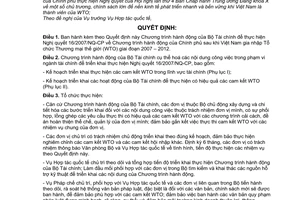 Quyết định 313/QĐ-BTC Chương trình hành động của Bộ Tài chính thực hiện NQ 16/2007/NQ-CP Chương trình hành động của CP khi VN gia nhập WTO 2007-2012