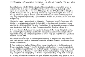 Chỉ thị 08/2008/CT-TTg công tác phòng, chống thiên tai, lụt, bão tìm kiếm cứu nạn năm 2008