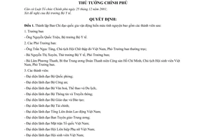 Quyết định  235/QĐ-TTg  thành lập Ban Chỉ đạo quốc gia vận động hiến máu tình nguyện