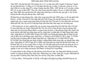 Chỉ thị 07/CT-UBND tăng cường phòng cháy chữa cháy mùa khô năm 2008 Tiền Giang