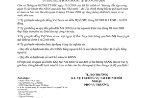 Thông báo 155/TB-BTC tỷ giá hạch toán ngoại tệ tháng 03/2008