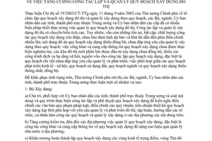 Chỉ thị 09/2008/CT-TTg tăng cường công tác lập quản lý quy hoạch xây dựng đô thị