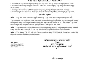 Quyết định  11/TWH  tập định mức – đơn giá phòng trừ mối