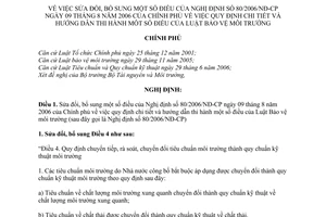 Nghị định 21/2008/NĐ-CP hướng dẫn Luật Bảo vệ môi trường sửa đổi Nghị định 80/2006/NĐ-CP