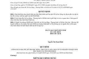 Quyết định 123/QĐ-UBND 2008 chính sách học phí hỗ trợ học bổng trợ cấp ưu đãi xã hội học sinh học nghề Bình Định