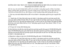 Thông tư liên tịch 01/2008/TTLT-TANDTC-VKSNDTC-BCA-BTP hướng dẫn việc truy cứu trách nhiệm hình sự đối với các hành vi xâm phạm quyền sở hữu trí tuệ