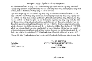 Công văn  36/BXD-KTTC  chi phí tư vấn lập báo cáo kinh tế kỹ thuật trong trường hợp sử dụng thiết kế mẫu, thiết kế điển hình