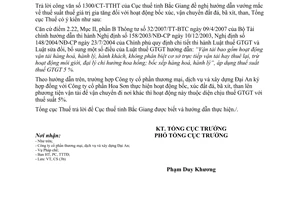 Công văn  1141/TCT-CS thuế suất thuế giá trị gia tăng  hoạt động bốc xúc, vận chuyển đất đá, bã xít, than