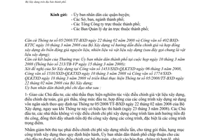 Công văn 1777/UBND-DTMT điều chỉnh giá và hợp đồng xây dựng do biến động giá nguyên liệu, nhiên liệu và VLXD theo TT 05/2008/ TT-BXD