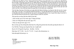 Công văn 214/CB-LS báo cáo định kỳ tình hình phát triển ngành chế biến bảo quản lâm sản