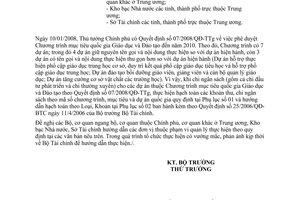 Công văn  3163/BTC-NSNN Hạch toán thu, chi chương trình mục tiêu quốc gia giáo dục và đào tạo giai đoạn 2006 - 2010