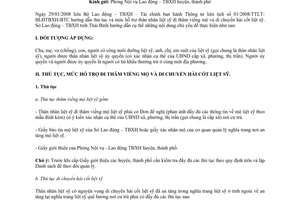 Công văn 244/SLĐTBXH  hướng dẫn thủ tục mức hỗ trợ thân nhân liệt sỹ