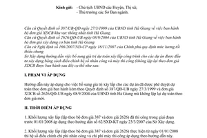 Công văn 58/SXD-KTKH hướng dẫn dự toán các công trình xây dựng lập theo đơn giá 387 và đơn giá 2626 UBND Tỉnh Hà Giang