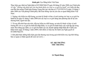 Công văn 1762/BGTVT-VT  kiểm tra chất lượng, an toàn kỹ thuật và bảo vệ môi trường đối với xe cơ giới ba bánh
