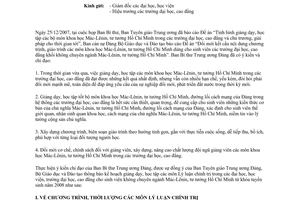 Công văn  2488/BGDĐT-ĐH&SĐH  thông báo kế hoạch tổ chức giảng dạy các môn Lý luận chính trị cho sinh viên các Trường đại học, cao đẳng