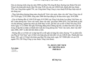 Công văn 493/TLĐ hướng dẫn khen thưởng trong nữ CNVCLĐ