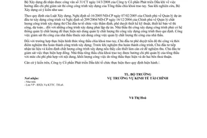 Công văn  39/BXD-KTTC hướng dẫn chi phí giám sát thi công công trình xây dựng của Tổng thầu chìa khoá trao tay