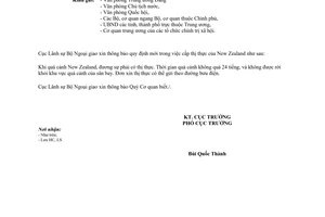 Công văn  0675/CV-LS-XNC quy định mới trong  cấp thị thực của New Zealand