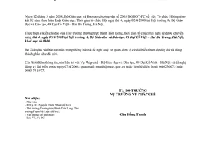 Công văn  2578/BGDĐT-PC  thay đổi thời gian tổ chức Hội nghị sơ kết 02 năm thực hiện Luật giáo dục