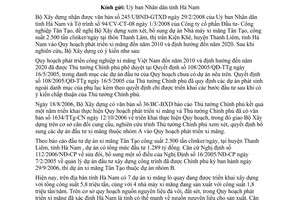Công văn  557/BXD-VLXD  bổ sung dự án xi măng Tân Tạo, tỉnh Hà Nam vào quy hoạch phát triển xi măng