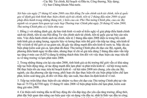 Công văn  319/TTg-KTTH tăng cường các biện pháp kiềm chế lạm phát  2008