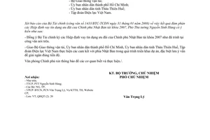 Công văn 1398/VPCP-QHQT các Hiệp định vay tín dụng ưu đãi của Chính phủ Nhật Bản tài khóa 2007