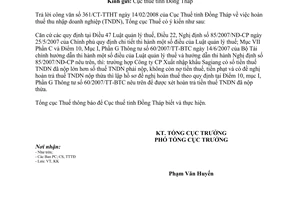 Công văn  990/TCT-KK  hoàn thuế thu nhập doanh nghiệp nộp thừa