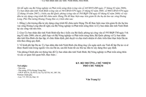 Công văn 1434/VPCP-NN đầu tư xây dựng Dự án Hồ chứa nước Hưng Thi