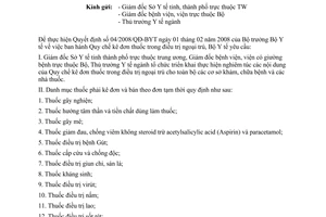 Công văn 1517/BYT-KCB Hướng dẫn thực hiện Quy chế kê đơn thuốc trong điều trị ngoại trú