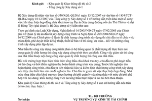 Công văn 31/BXD-KTTC  Hướng dẫn triển khai  công việc khi thực hiện hợp đồng chìa khoá trao tay