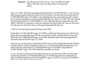 Công văn  941/TCHQ-GSQL  thủ tục hải quan hàng hóa có xuất xứ Campuchia nhập khẩu theo hạn ngạch thuế quan