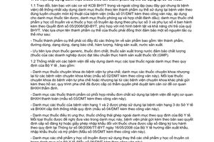 Công văn 556/BHXH-GĐYT thanh toán chi phí thuốc theo Danh mục thuốc mới