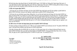 Công văn 2321/NHNN-KTTC hướng dẫn tài khoản sử dụng để hạch toán tín phiếu Ngân