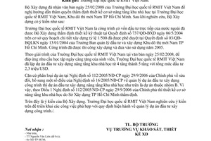 Công văn  28/BXD-KSTK  hướng dẫn thiết kế cơ sở công trình  Trường Đại học RMIT Việt Nam