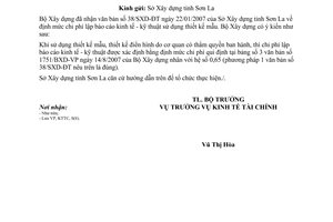 Công văn  34/BXD-KTTC  định mức chi phí lập báo cáo kinh tế - kỹ thuật sử dụng thiết kế mẫu