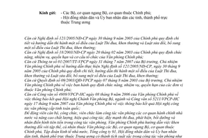 Công văn  1627/VPCP-HC  hướng dẫn việc khen thưởng công tác văn phòng