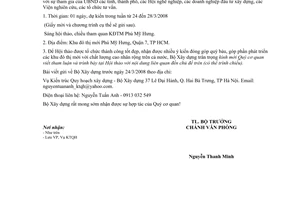 Công văn  88/BXD-VP  hội thảo Mô hình phát triển Khu đô thị mới