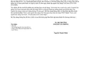 Công văn 86/BXD-VP  điều chỉnh tên bộ ấn phẩm "Toàn cảnh ngành Xây dựng Việt Nam giai đoạn đầu hội nhập WTO"