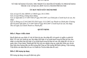 Quyết định 10/2008/QĐ-UBND kê khai tài sản, thu nhập của người có nghĩa vụ phải kê khai thuộc các cơ quan, đơn vị của Hà Nội