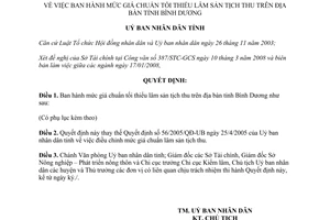 Chỉ thị 06/2008/CT-UBND mức giá chuẩn tối thiểu lâm sản tịch thu Bình Dương