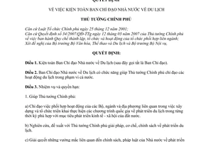 Quyết định  40/2008/QĐ-TTg  kiện toàn ban chỉ đạo nhà nước về du lịch