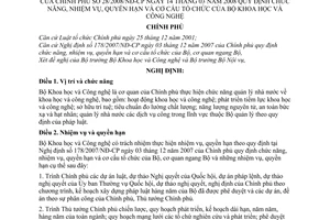 Nghị định 28/2008/NĐ-CP quy định chức năng, nhiệm vụ, quyền hạn cơ cấu tổ chức Bộ Khoa học Công nghệ
