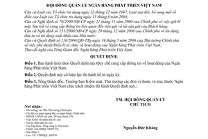 Quyết định  16/QĐ-HĐQL  Quy chế cung cấp thông tin  hoạt động của Ngân hàng Phát triển Việt Nam