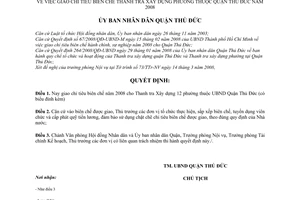 Quyết định  473/2008/QĐ-UBND  giao chỉ tiêu biên chế thanh tra xây dựng phường thuộc quận Thủ Đức năm 2008