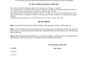 Quyết định 474/2008/QĐ-UBND giao chỉ tiêu biên chế thanh tra xây dựng quận Thủ Đức năm 2008