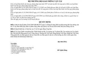 Quyết định 04/2008/QĐ-BGTVT  bãi bỏ QĐ 463/2003/QĐ-BGTVT